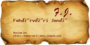 Fehérvári Jenő névjegykártya